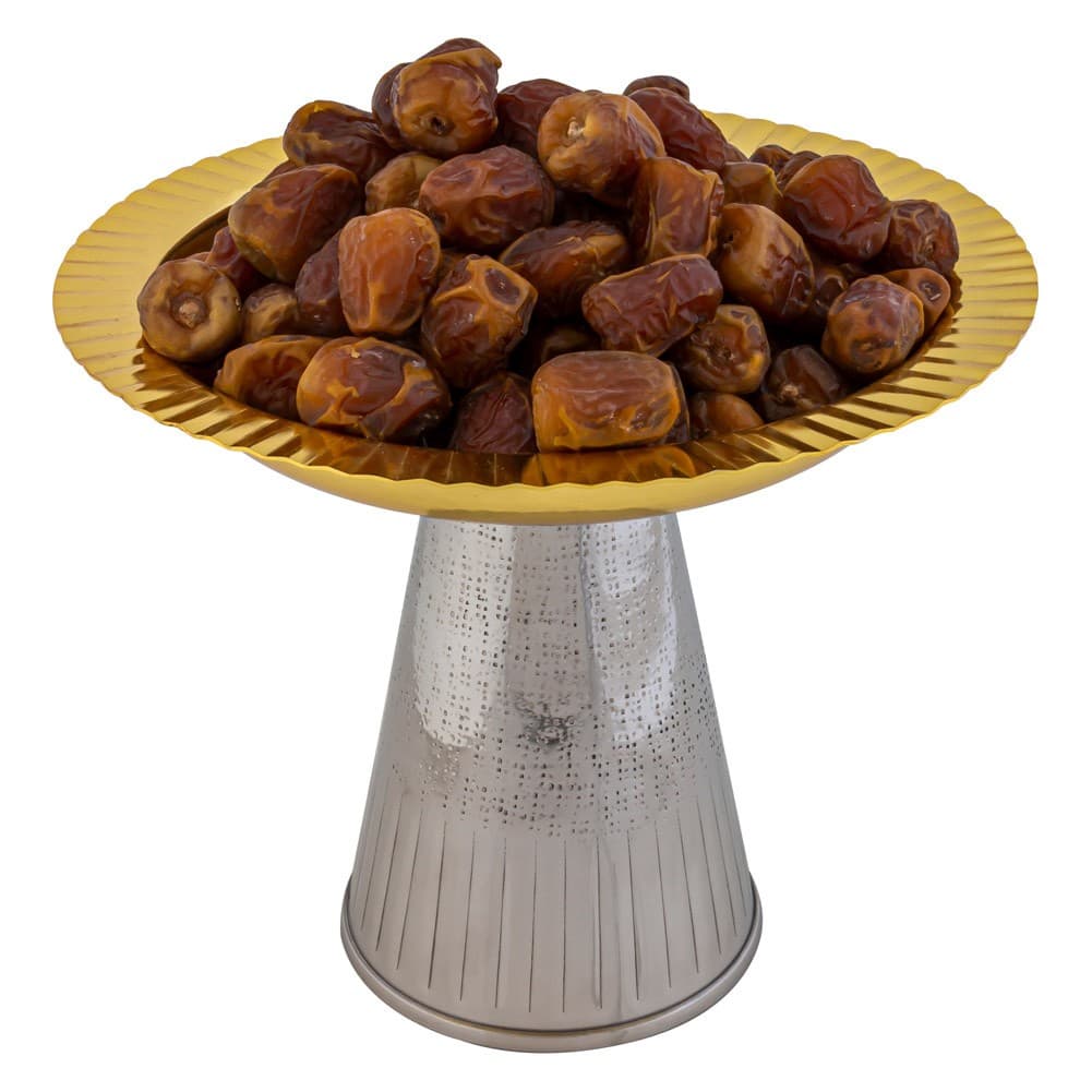 ALSANIDI, Indian Copper dates storage, dates Storage, Silver*Gold, Size 20 Cm