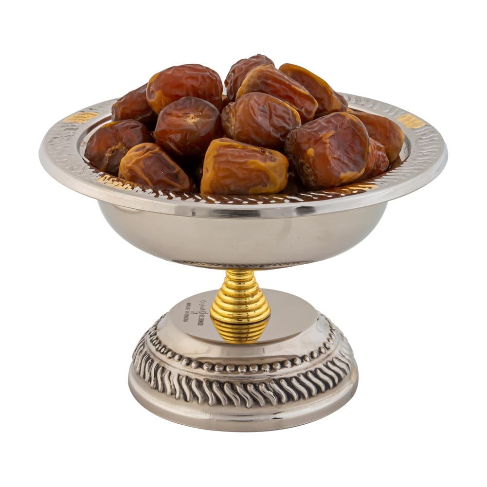ALSANIDI, Indian Copper dates storage, dates Storage, Silver*Gold, Size 12 Cm