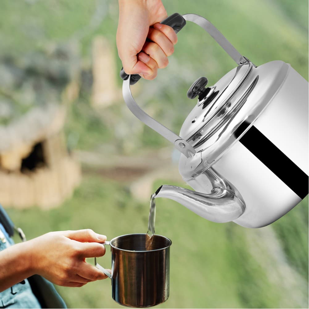 ALSANIDI, Korean teapot, Stainless steel teapot, Silver, capacity 4 L