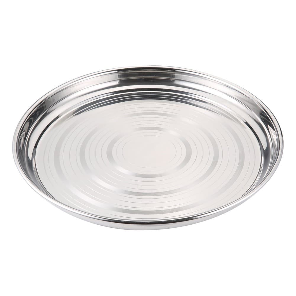 ALSANIDI, Round stainless steel plate with Foldable legs, Trips plates, Silver, Size 25 Cm