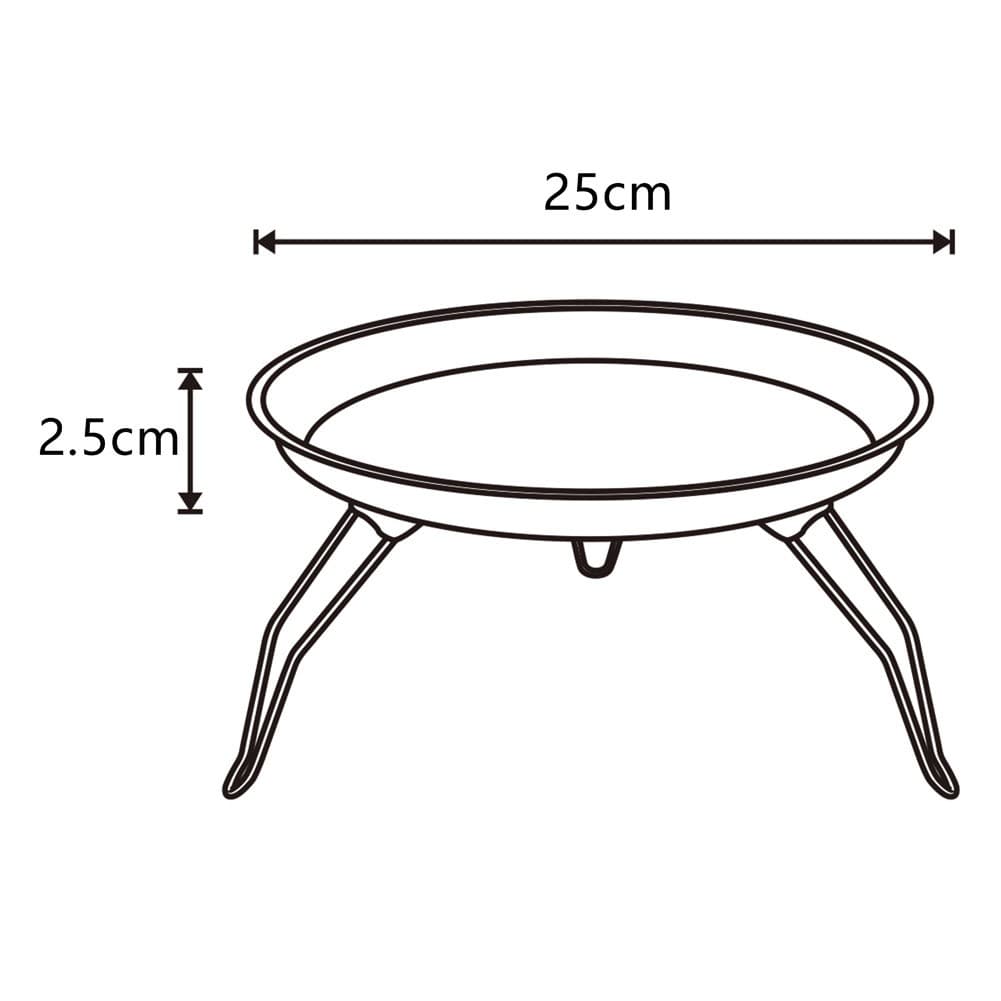 ALSANIDI, Round stainless steel plate with Foldable legs, Trips plates, Silver, Size 25 Cm
