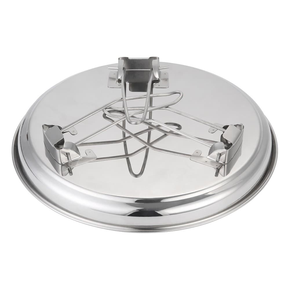 ALSANIDI, Round stainless steel plate with Foldable legs, Trips plates, Silver, Size 35 Cm
