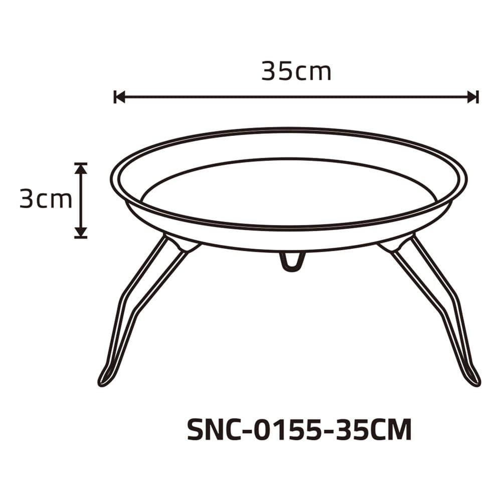 ALSANIDI, Round stainless steel plate with Foldable legs, Trips plates, Silver, Size 35 Cm