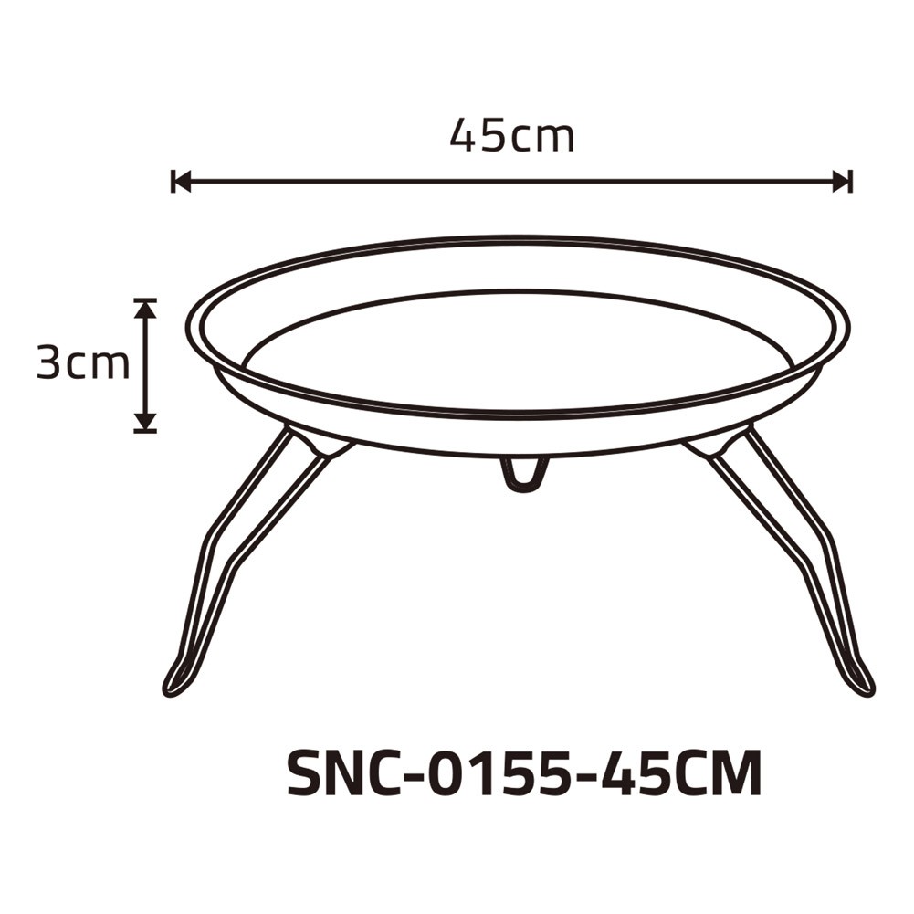 ALSANIDI, Round stainless steel plate with Foldable legs, Trips plates, Silver, Size 45 Cm
