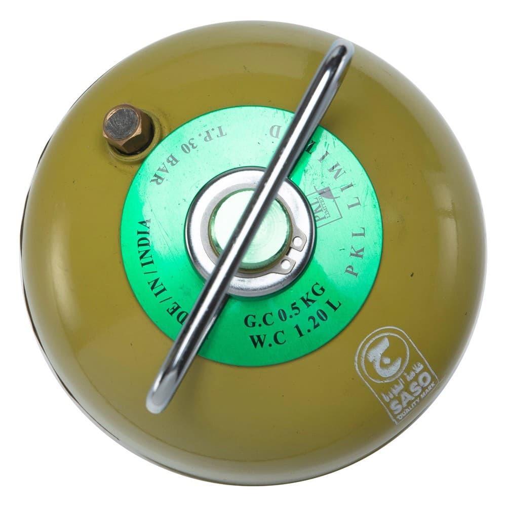 PKL, Gas cylinder for trips , Trips stove, Green, capacity 0.5 Kg