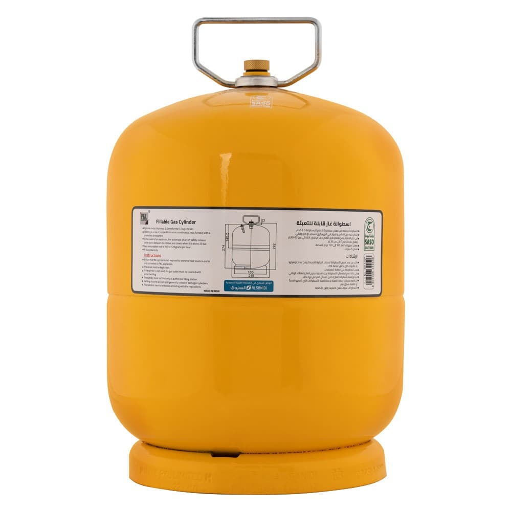 PKL, Gas cylinder for trips , Trips stove, Yellow, capacity 3.3 Kg