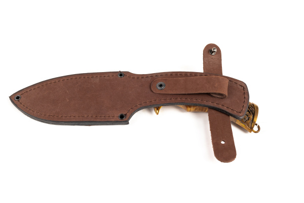 Нож H-75 БоберБулатКомплект литья бронза с узоромСтаб дерево 4