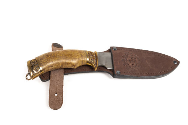 Нож H-75 БоберБулатКомплект литья бронза с узоромСтаб дерево 3