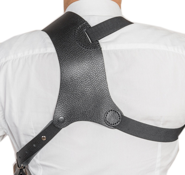 Кобура наплечная вертикального ношения мод.V1 Glock 19  кожа черный 2.0