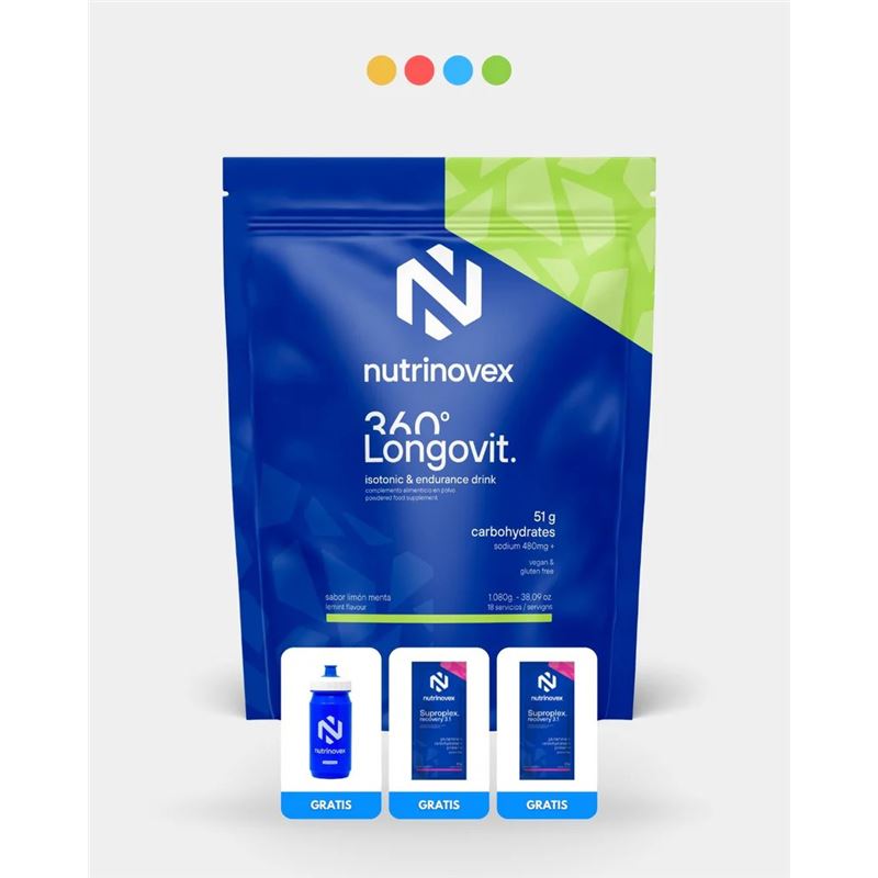 PACK NUTRINOVEX ISOTÓNICO LONGOVIT 360º LIMON-MENTA 1080 G