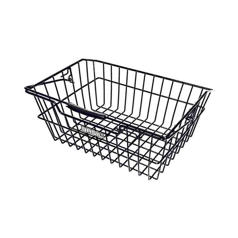 CESTA TRASERA CON ASA BASIL CAIRO LUXE ACERO NEGRO 41X32X17