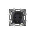 Розетка ЭРА 2P+E Schuko, 12-2001-05, 16A-250В, IP20, серия ЭРА12, без м.лапок, антрацит, Б0014685