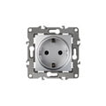 Розетка ЭРА 2P+E Schuko, 12-2001-03, 16A-250В, IP20, серия ЭРА12, без м.лапок, алюминий, Б0014683