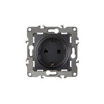 Розетка ЭРА 2P+E Schuko, 12-2001-05, 16A-250В, IP20, серия ЭРА12, без м.лапок, антрацит, Б0014685