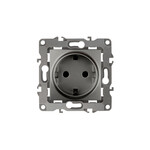Розетка ЭРА 2P+E Schuko, 12-2001-12, 16A-250В, IP20, серия ЭРА12, без м.лапок, графит, Б0019307