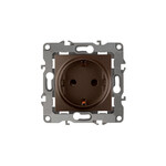 Розетка ЭРА 2P+E Schuko, 12-2001-13, 16A-250В, IP20, серия ЭРА12, без м.лапок, бронза, Б0019308