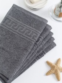 Полотенце махровое с греческой каймой, серый, 40х70, 380 г/м2, Узбекистан  - Proffitex
