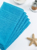 Полотенце махровое с греческой каймой, бирюза, 50х90, 380 г/м2, Узбекистан  - Proffitex