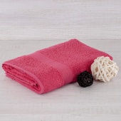 Полотенце махровое  40х70 с бордюром косичкой малиновый, Туркмения  - Proffitex