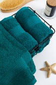 Полотенце махровое с бордюром соты, темно-зеленый, 50х90, 460 г/м2, Узбекистан  - Proffitex