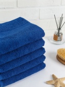 Полотенце махровое с бордюром соты, ярко-синий, 50х90, 460 г/м2, Узбекистан  - Proffitex