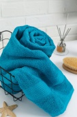 Полотенце махровое с бордюром соты, аквамарин, 40х70, 460 г/м2, Узбекистан  - Proffitex