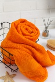 Полотенце махровое пляжное с бордюром соты, оранжевый апельсин, 100х150, 400 г/м2, Узбекистан  - Proffitex