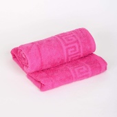 Полотенце махровое с греческой каймой  40х70 Малиновый греч, Туркмения  - Proffitex