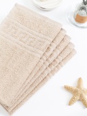 Полотенце махровое с греческой каймой, бежевый, 30х50, 380 г/м2, Узбекистан  - Proffitex