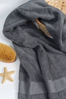 Полотенце махровое пляжное с бордюром соты, серый, 100х150, 400 г/м2, Узбекистан  - Proffitex
