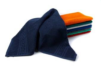 Полотенце махровое с греческой каймой, темно-синий, 40х70, 380 г/м2, Узбекистан  - Proffitex