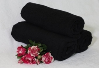 Черное махровое полотенце для головы 50х90 для барбершопов  - Proffitex
