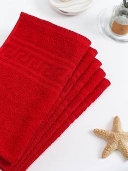 Полотенце махровое с греческой каймой, красный, 50х90, 380 г/м2, Узбекистан  - Proffitex