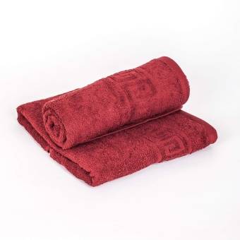 Полотенце махровое с греческой каймой  70х140 Бордовый греческий, Туркмения  - Proffitex