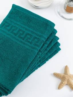 Полотенце махровое с греческой каймой, темно-зеленый, 50х90, 380 г/м2, Узбекистан  - Proffitex