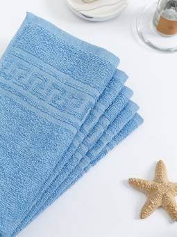 Полотенце махровое с греческой каймой, голубой, 30х50, 380 г/м2, Узбекистан  - Proffitex