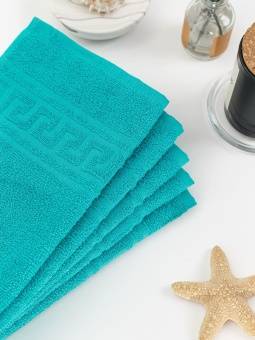Полотенце махровое с греческой каймой, аквамарин, 70х140, 380 г/м2, Узбекистан  - Proffitex