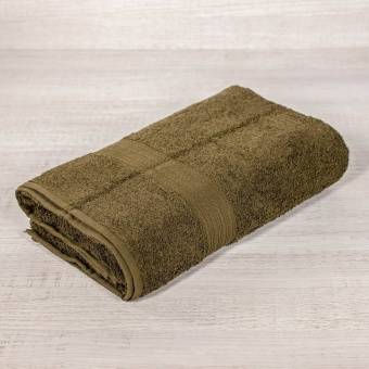 Полотенце махровое  40х70 с бордюром косичкой темно-оливковый, Туркмения  - Proffitex