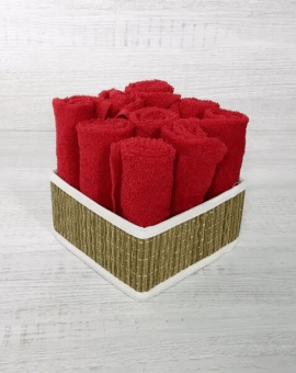 Махровое полотенце 30х30 Красные  - Proffitex