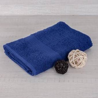 Полотенце махровое  40х70 с бордюром косичкой темно-синий, Туркмения  - Proffitex