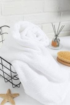 Полотенце махровое с бордюром соты, белый, 40х70, 460 г/м2, Узбекистан  - Proffitex