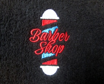 Махровое черное полотенце с индивидуальным лого в рельефе для барбершопов  - Proffitex