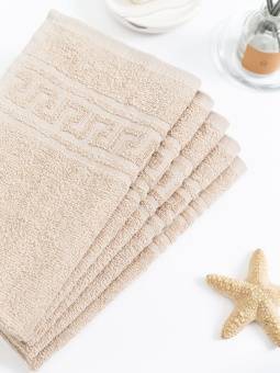 Полотенце махровое с греческой каймой, бежевый, 50х90, 380 г/м2, Узбекистан  - Proffitex
