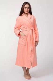 Женские махровые халаты Р-ры с 56-58 персик  - Proffitex