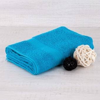 Полотенце махровое  70х140 с бордюром косичкой бирюзовый, Туркмения  - Proffitex
