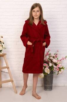 Халат детский махровый "Элит" с капюшоном, цвет: 945-Бордовый, р. 110/116,  - Proffitex