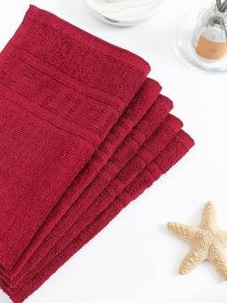 Полотенце махровое с греческой каймой, бордовый, 30х50, 380 г/м2, Узбекистан  - Proffitex