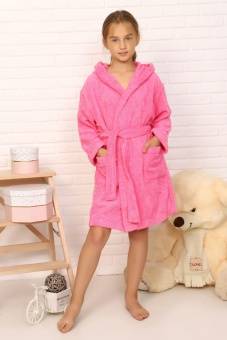 Халат детский махровый "Элит" с капюшоном, цвет: 105-Ярко-розовый, р. 110/116,  - Proffitex