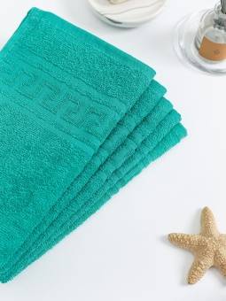 Полотенце махровое с греческой каймой, ярко-зеленый, 50х90, 380 г/м2, Узбекистан  - Proffitex