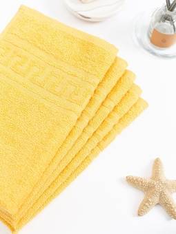 Полотенце махровое с греческой каймой, ярко-желтый, 50х90, 380 г/м2, Узбекистан  - Proffitex